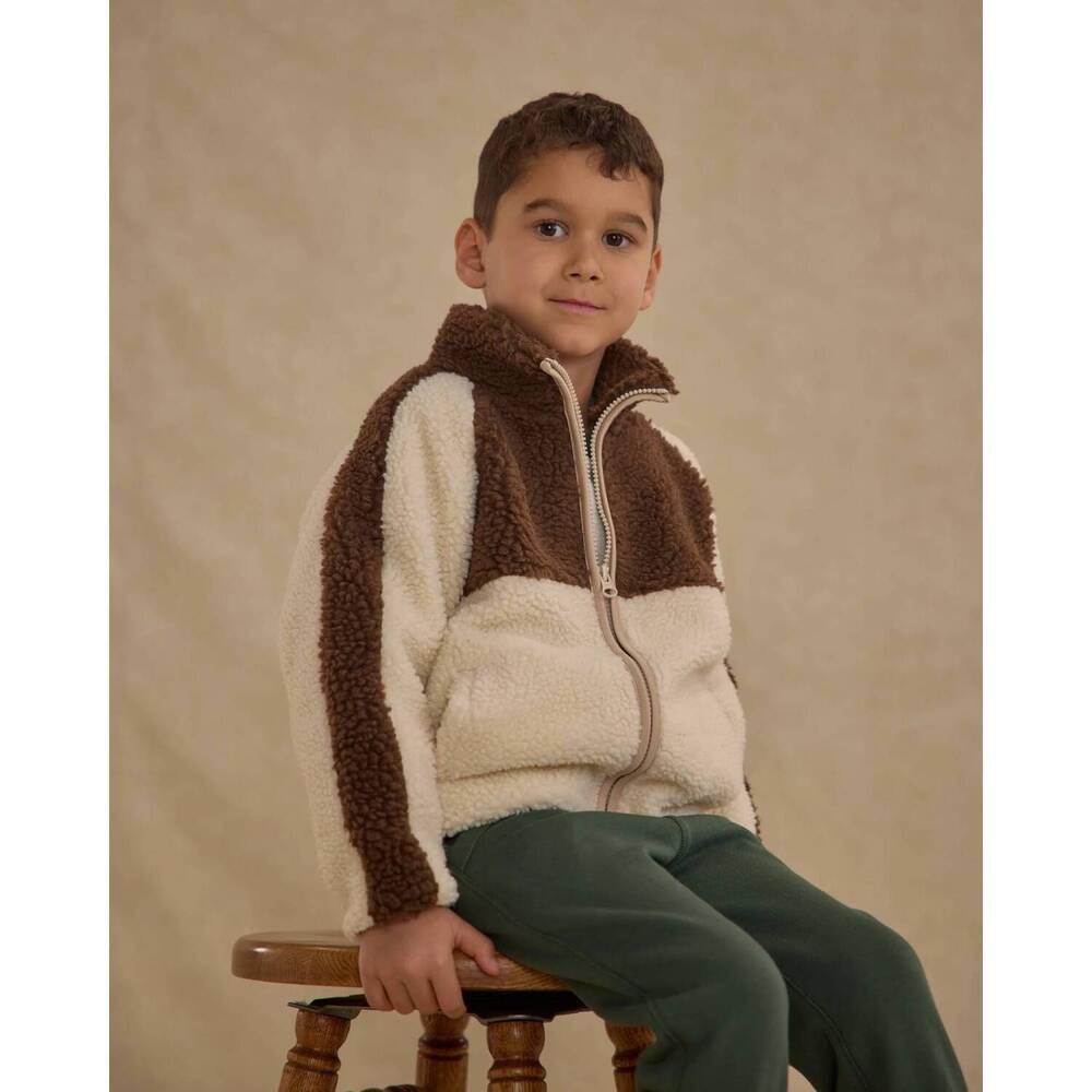 NEW RYLEE + CRU sherpa trails jacket in brown color block